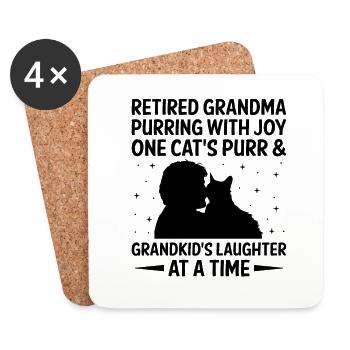 Amoureux des chats Grand-mère retraitée Retraité Propriétaire de chat Chat - Dessous de verre (lot de 4) - blanc - Devant
