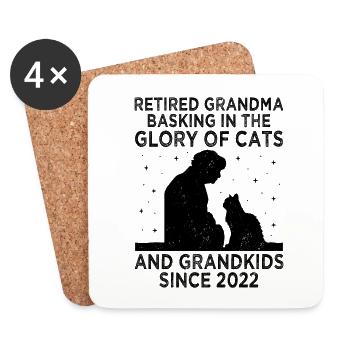 Amoureux des chats Grand-mère retraitée Retraité Propriétaire de chat Chat - Dessous de verre (lot de 4) - blanc - Devant