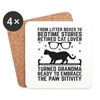Amoureux des chats Grand-mère retraitée Retraité Propriétaire de chat Chat - Dessous de verre (lot de 4) - blanc - Devant
