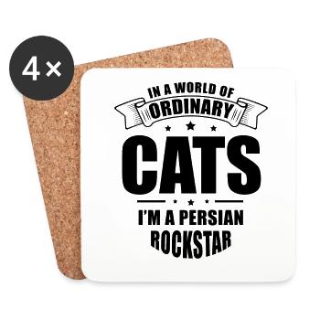 Chat persan Chat Amoureux Propriétaire de chat Persan Longhair C - Dessous de verre (lot de 4) - blanc - Devant