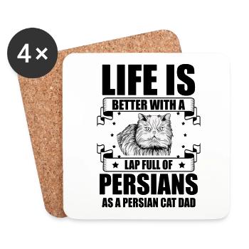 Chat persan Chat Amoureux Propriétaire de chat Persan Longhair C - Dessous de verre (lot de 4) - blanc - Devant