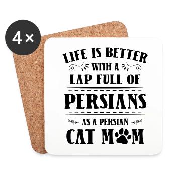 Chat persan Chat Amoureux Propriétaire de chat Persan Longhair C - Dessous de verre (lot de 4) - blanc - Devant