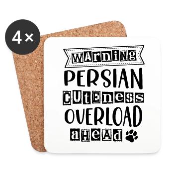 Chat persan Chat Amoureux Propriétaire de chat Persan Longhair C - Dessous de verre (lot de 4) - blanc - Devant