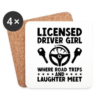 Driving License Passed New Driver Permit Driving S - Coasters (set of 4) - white - Front