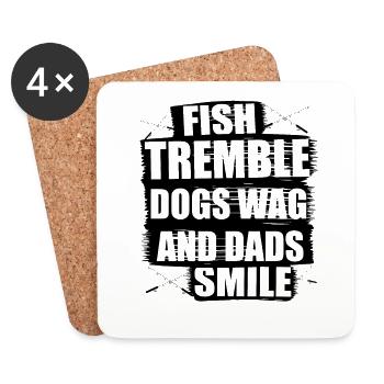 Fishing Dog Owners Dog Lovers Perfect Fishing Funn - Coasters (set of 4) - white - Front