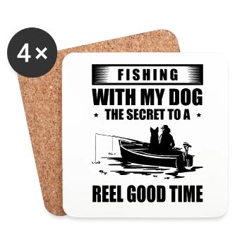 Propriétaires de chiens de pêche Amoureux des chiens Amusement de pêche parfait - Dessous de verre (lot de 4) - blanc - Devant