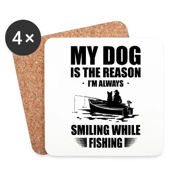 Propriétaires de chiens de pêche Amoureux des chiens Amusement de pêche parfait - Dessous de verre (lot de 4) - blanc - Devant