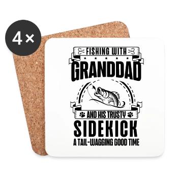 Pêche Grand-père Grand-père Pêcheur Grand-enfant Drôle - Dessous de verre (lot de 4) - blanc - Devant