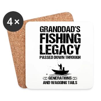 Pêche Grand-père Grand-père Pêcheur Grand-enfant Drôle - Dessous de verre (lot de 4) - blanc - Devant