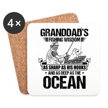 Pêche Grand-père Grand-père Pêcheur Grand-enfant Drôle - Dessous de verre (lot de 4) - blanc - Devant