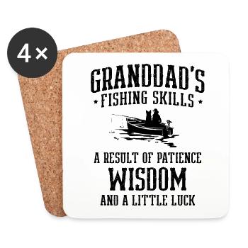 Pêche Grand-père Grand-père Pêcheur Grand-enfant Drôle - Dessous de verre (lot de 4) - blanc - Devant