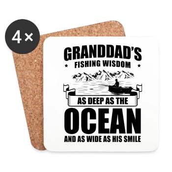 Pêche Grand-père Grand-père Pêcheur Grand-enfant Drôle - Dessous de verre (lot de 4) - blanc - Devant