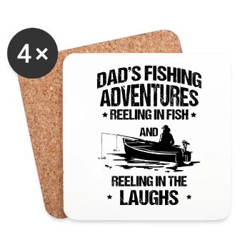Pêche Papa Papa Pêcheur Childern Drôle Poisson Alors - Dessous de verre (lot de 4) - blanc - Devant