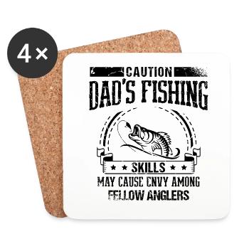 Pêche Papa Papa Pêcheur Childern Drôle Poisson Alors - Dessous de verre (lot de 4) - blanc - Devant