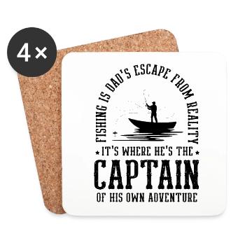 Pêche Papa Papa Pêcheur Childern Drôle Poisson Alors - Dessous de verre (lot de 4) - blanc - Devant