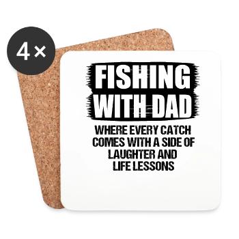 Pêche Papa Papa Pêcheur Childern Drôle Poisson Alors - Dessous de verre (lot de 4) - blanc - Devant