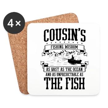 Pêche Cousin Pêcheur Cousins Drôle Poisson Perfec - Dessous de verre (lot de 4) - blanc - Devant