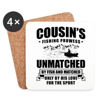 Pêche Cousin Pêcheur Cousins Drôle Poisson Perfec - Dessous de verre (lot de 4) - blanc - Devant