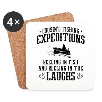 Pêche Cousin Pêcheur Cousins Drôle Poisson Perfec - Dessous de verre (lot de 4) - blanc - Devant