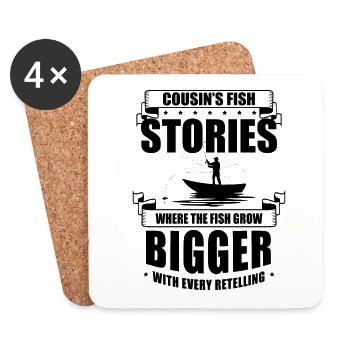 Pêche Cousin Pêcheur Cousins Drôle Poisson Perfec - Dessous de verre (lot de 4) - blanc - Devant