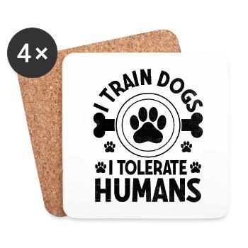 Dresseur de chiens Dressage de chiens Dressage de chiens Soins aux animaux de compagnie Pr - Dessous de verre (lot de 4) - blanc - Devant
