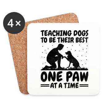 Dresseur de chiens Dressage de chiens Dressage de chiens Soins aux animaux de compagnie Pr - Dessous de verre (lot de 4) - blanc - Devant
