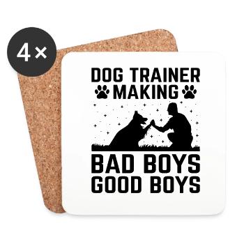 Dresseur de chiens Dressage de chiens Dressage de chiens Soins aux animaux de compagnie Pr - Dessous de verre (lot de 4) - blanc - Devant
