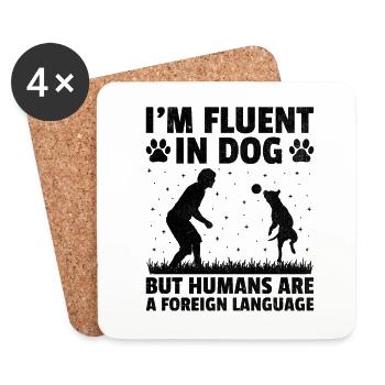 Dresseur de chiens Dressage de chiens Dressage de chiens Soins aux animaux de compagnie Pr - Dessous de verre (lot de 4) - blanc - Devant
