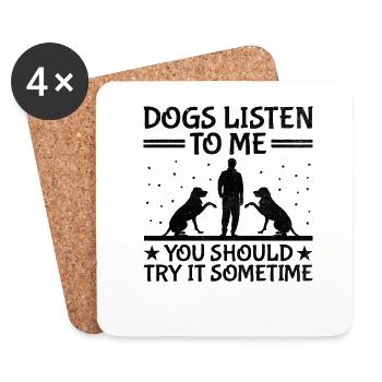 Dresseur de chiens Dressage de chiens Dressage de chiens Soins aux animaux de compagnie Pr - Dessous de verre (lot de 4) - blanc - Devant