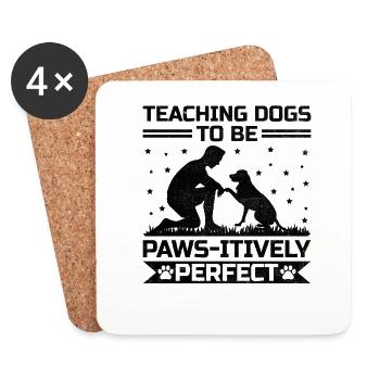 Dresseur de chiens Dressage de chiens Dressage de chiens Soins aux animaux de compagnie Pr - Dessous de verre (lot de 4) - blanc - Devant