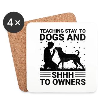 Dresseur de chiens Dressage de chiens Dressage de chiens Soins aux animaux de compagnie Pr - Dessous de verre (lot de 4) - blanc - Devant
