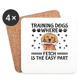 Dresseur de chiens Dressage de chiens Dressage de chiens Soins aux animaux de compagnie Pr - Dessous de verre (lot de 4) - blanc - Devant