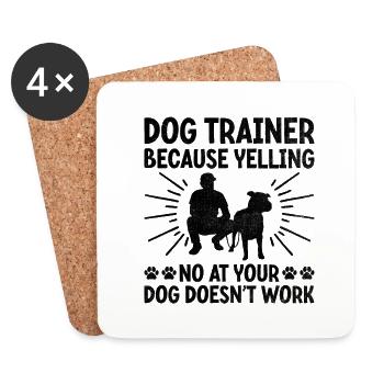 Dresseur de chiens Dressage de chiens Dressage de chiens Soins aux animaux de compagnie Pr - Dessous de verre (lot de 4) - blanc - Devant