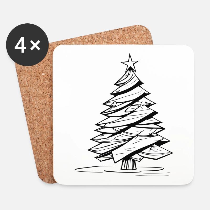 Weihnachtsbaum Abstrakt Weihnachtsgeschenk 2023 - Untersetzer (4er-Set) - Weiß
