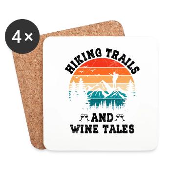 Hiking Nature Mountaineering Trekking Outdoor Hike - Coasters (set of 4) - white - Front