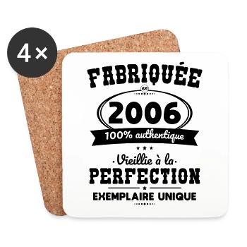 Anniversaire 18 ans - Fabriquée en 2006 - Dessous de verre (lot de 4) - blanc - Devant