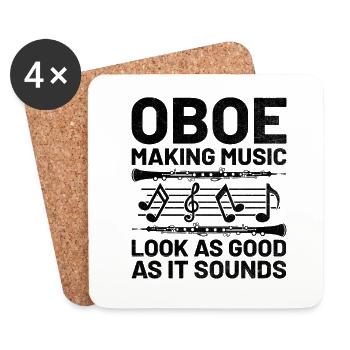 Oboe Player Oboe Basoonist Marching Band Instrumen - Coasters (set of 4) - white - Front