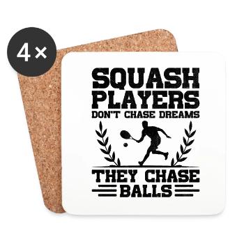 Joueur de squash Joueur de squash Joueur de tennis Raquetball Spor - Dessous de verre (lot de 4) - blanc - Devant