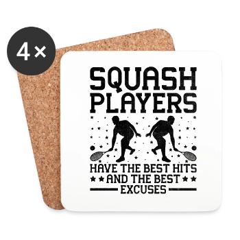 Joueur de squash Joueur de squash Joueur de tennis Raquetball Spor - Dessous de verre (lot de 4) - blanc - Devant