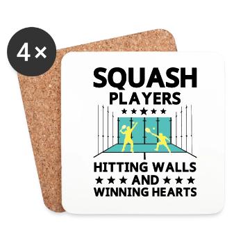 Joueur de squash Joueur de squash Joueur de tennis Raquetball Spor - Dessous de verre (lot de 4) - blanc - Devant
