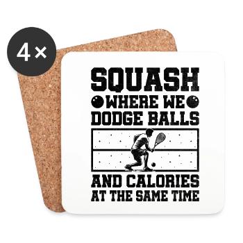 Joueur de squash Joueur de squash Joueur de tennis Raquetball Spor - Dessous de verre (lot de 4) - blanc - Devant