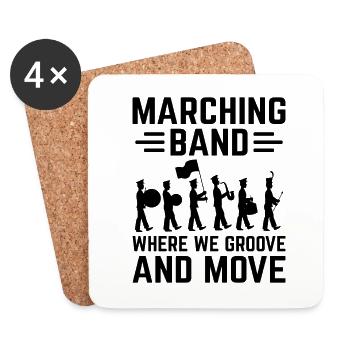 Marching Band Sayings Funny Marching Instruments - Coasters (set of 4) - white - Front