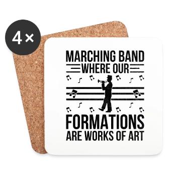 Marching Band Sayings Funny Marching Instruments - Coasters (set of 4) - white - Front
