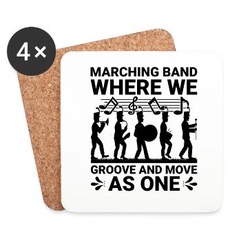 Marching Band Dictons Instruments De Marche Drôles - Dessous de verre (lot de 4) - blanc - Devant