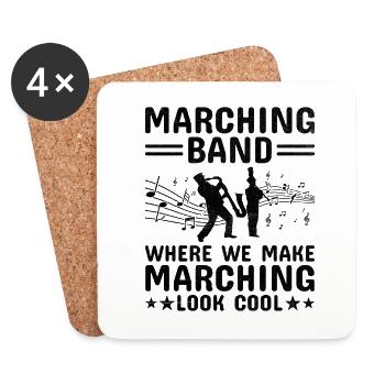 Marching Band Dictons Instruments De Marche Drôles - Dessous de verre (lot de 4) - blanc - Devant