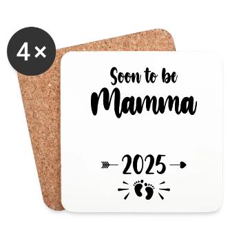 Mamma Bald Be Mama 2025 Mutter Schwangere Kinder Mot - Untersetzer (4er-Set) - Weiß - Vorne