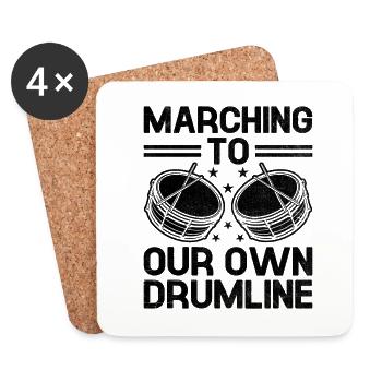 Corps de tambours Fanfare Drum Corp Musique Percussio - Dessous de verre (lot de 4) - blanc - Devant
