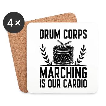 Corps de tambours, fanfare, corps de tambours, musique Percussio - Dessous de verre (lot de 4) - blanc - Devant