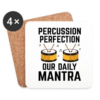Corps de tambours Fanfare Drum Corp Musique Percussio - Dessous de verre (lot de 4) - blanc - Devant