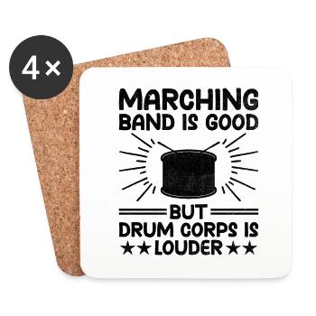 Corps de tambours Fanfare Drum Corp Musique Percussio - Dessous de verre (lot de 4) - blanc - Devant